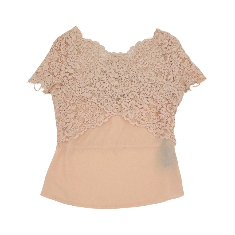 The Kooples Nude Peach Floral Lace Chiffon Top Size 1 (Small)